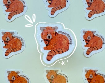 Red Panda Sticker | Glitter Red Panda Sticker | Unbothered Sticker | Panda Sticker | Cute Unbothered Guy sticker Glitter