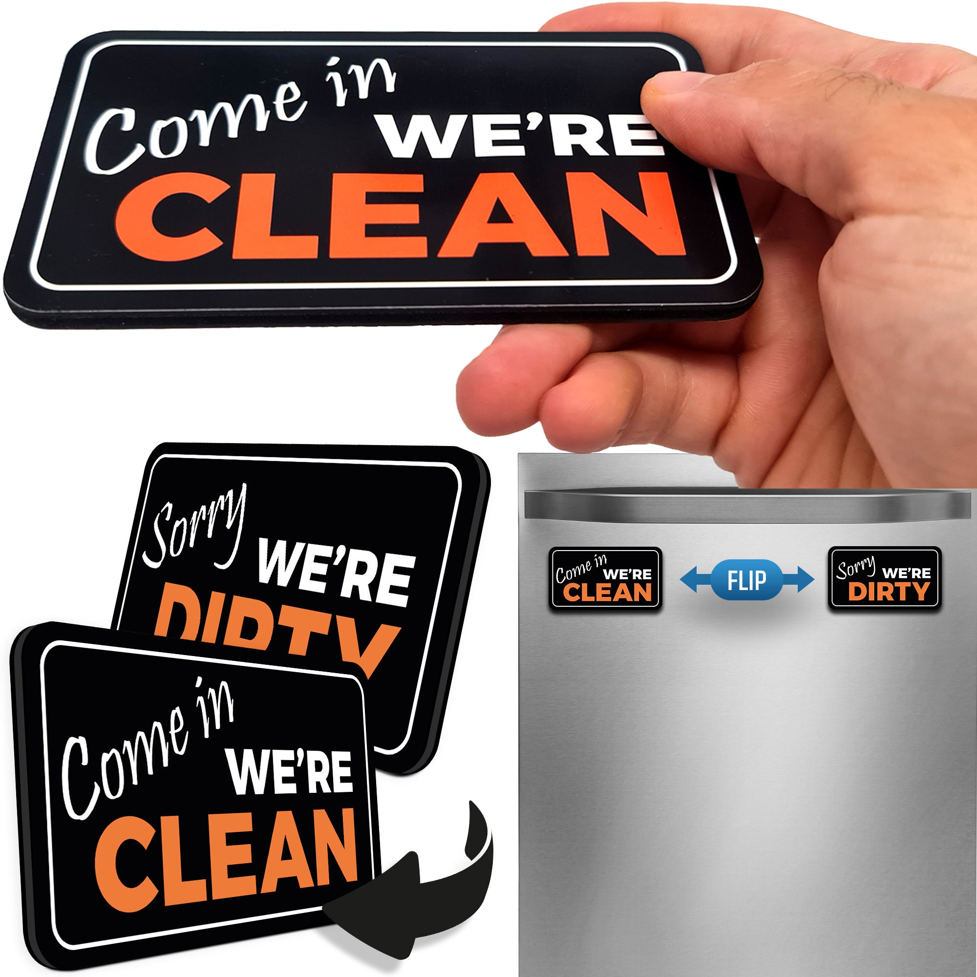 Home Medley Dishwasher Magnet Clean Dirty Sign, Round and Rotating