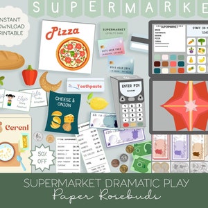 Supermarket Dramatic Play Set: Printable Pretend Play (PDF)