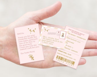 Mini rosa Zahnfee Post, Zahnfee Brief Umschlag Zertifikat, Sofort Download bearbeitbarer Fairy Brief, druckbares Zahn Zertifikat