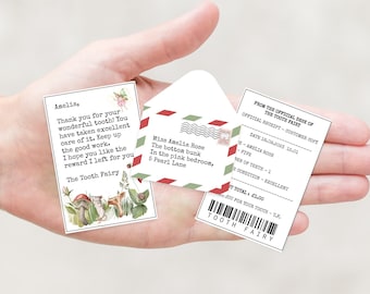 Mini Tooth Fairy Post, Tooth Fairy letter Envelope Receipt, Instant Download Editable tooth Fairy Letter, Printable Tooth Fairy Receipt
