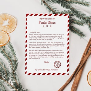 Letter From Santa Christmas Template, Candy Cane Nice List Letter, Editable Santa Letter, Editable Digital Download, Templett Invitation,