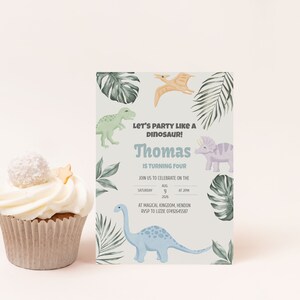 ROAR - Dinosaur Birthday Party Invitation Template, Editable Invite, Modern Party Invite, Printable Birthday Invite, First Birthday