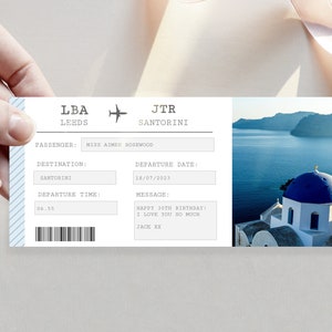 Billet cadeau de carte d'embarquement modifiable, révélation de cadeau surprise de Noël, révélation de voyage surprise, bon de modèle modifiable, révélation de cadeau d'anniversaire