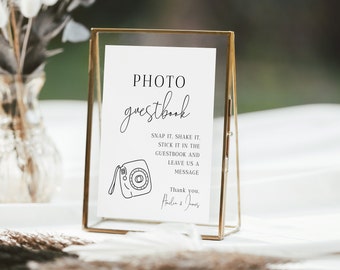 Photo Guestbook Sign, Photo Guestbook Sign Printable, Instax Photo Sign Template, Polaroid Wedding Sign, Leave A Photo, Snap It Shake it