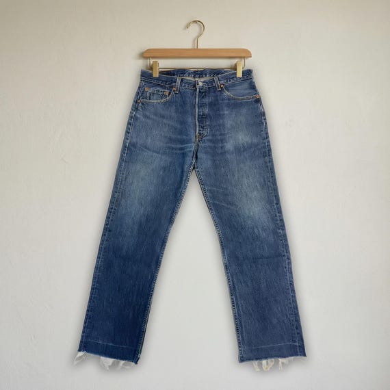 Vintage Levis 501 Jeans: Distressed Denim Pants, Made In USA (W34 L32)