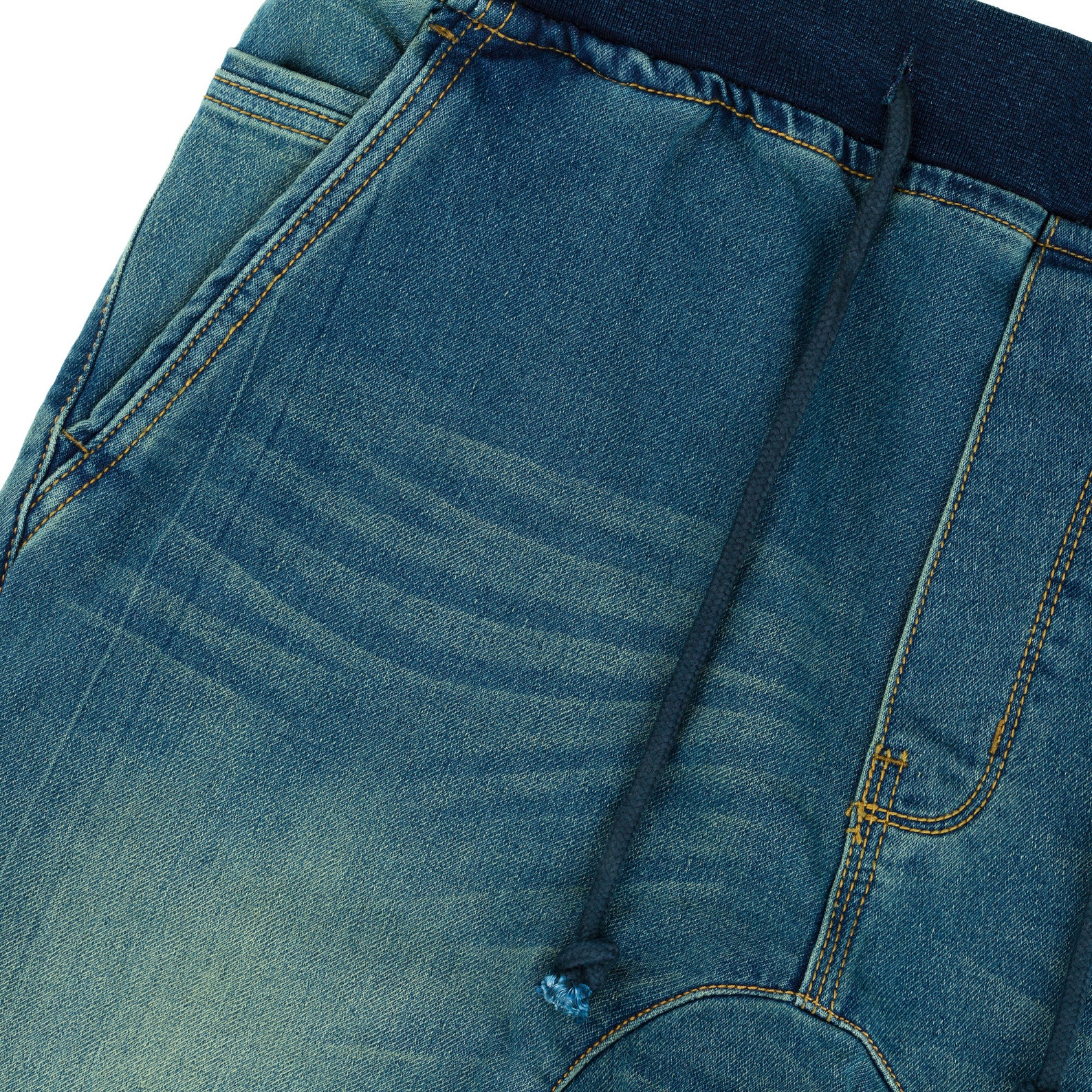 Mens Cuffed Jeans Indigo Blue Knitted Denim Jeans Etsy España