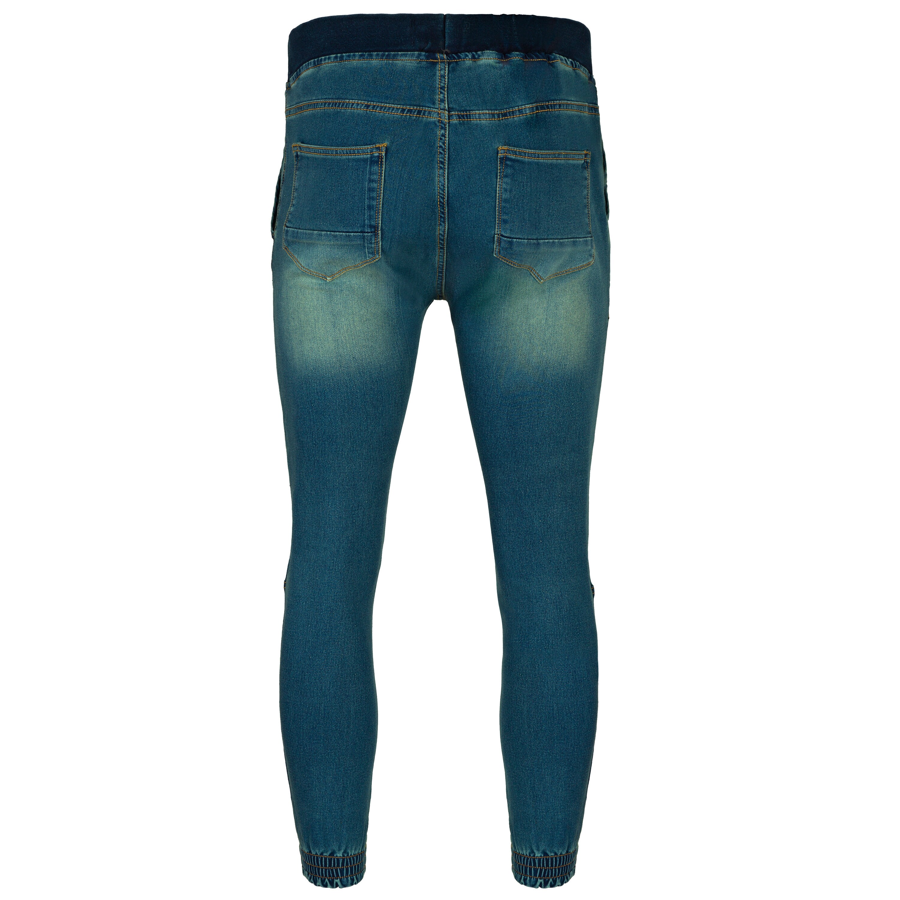 Mens Cuffed Jeans Indigo Blue Knitted Denim Jeans Etsy España