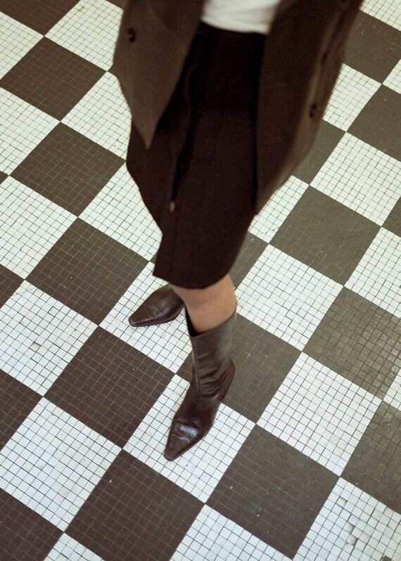 Francesca Vintage Black Leather Boots