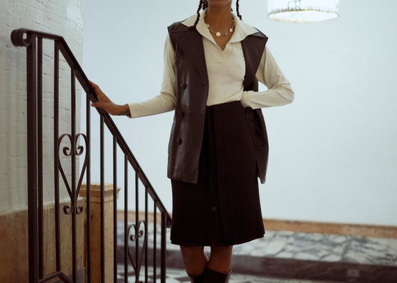 Vintage Brown Prada Wool Button Front Skirt