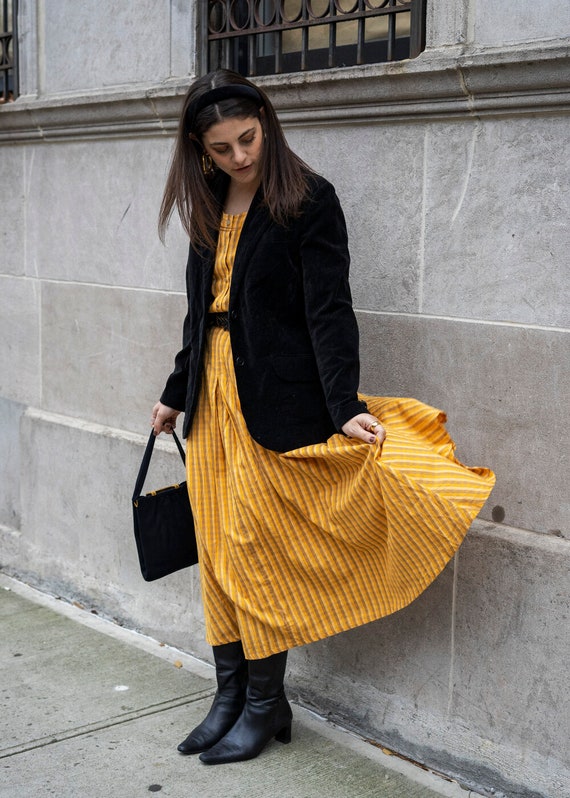 Millie Vintage Golden Plaid Prairie Maxi Dress