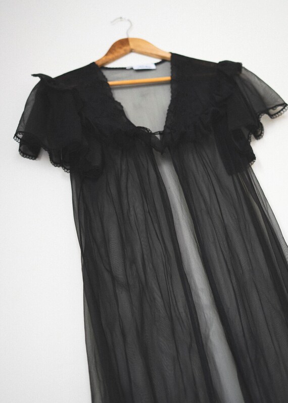 Melodie Vintage Black Sheer Duster House Coat