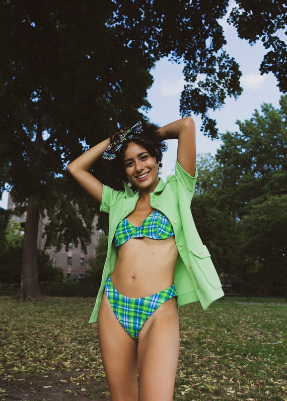 Shelby Vintage Neon Plaid Bikini