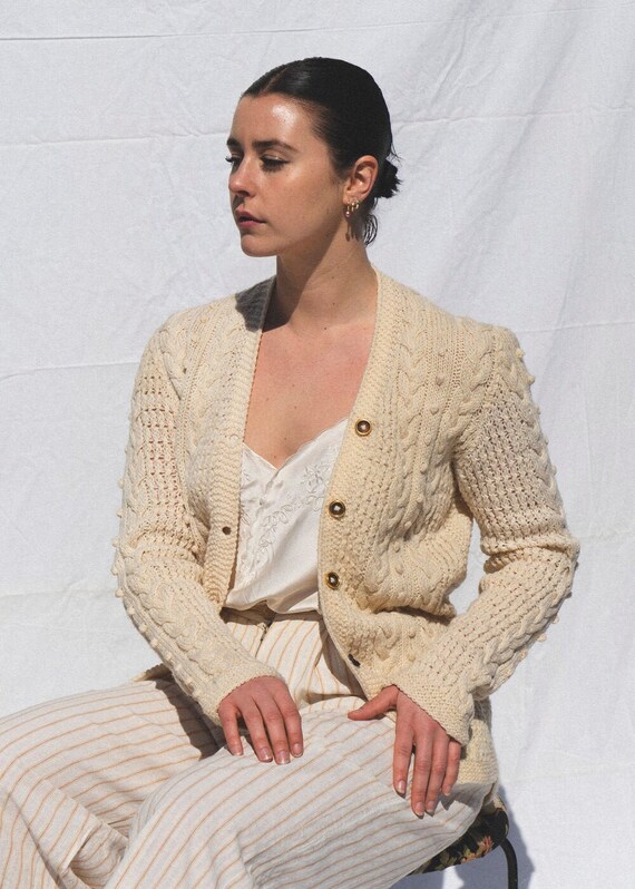 Ronan Vintage Cable-Knit Cardigan Sweater