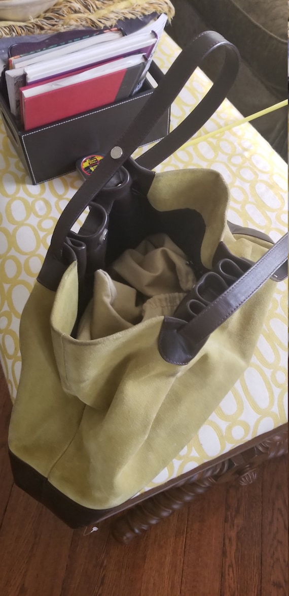 Vintage Suede Chartreuse Burberry Bag
