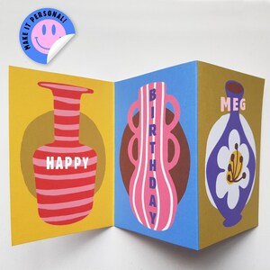 PERSONALISED Pots of Love - 3 panel fold-out card