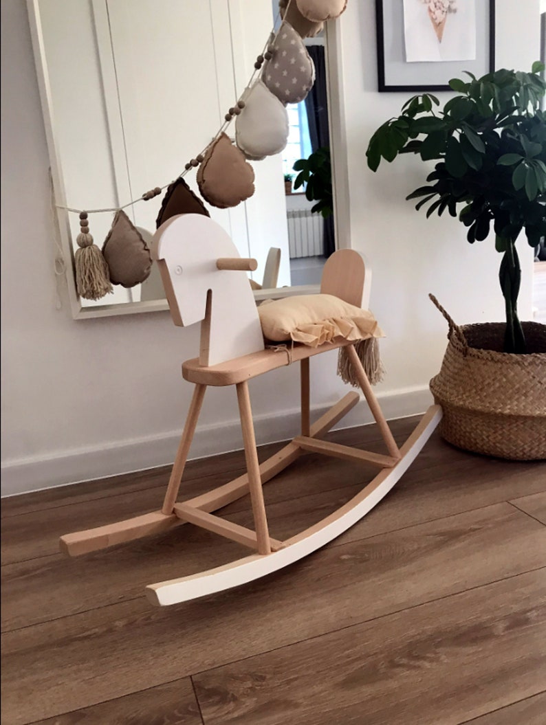 Wooden Rocking Horse Wooden Kids Toy Natural and Scandi Style Etsy