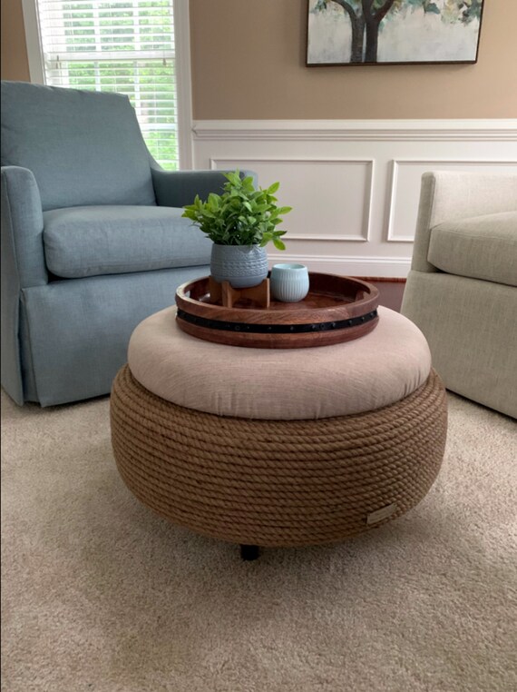 Ottoman Jute Rope Pouffe Pouf Coffee Table Handmade Storage Etsy