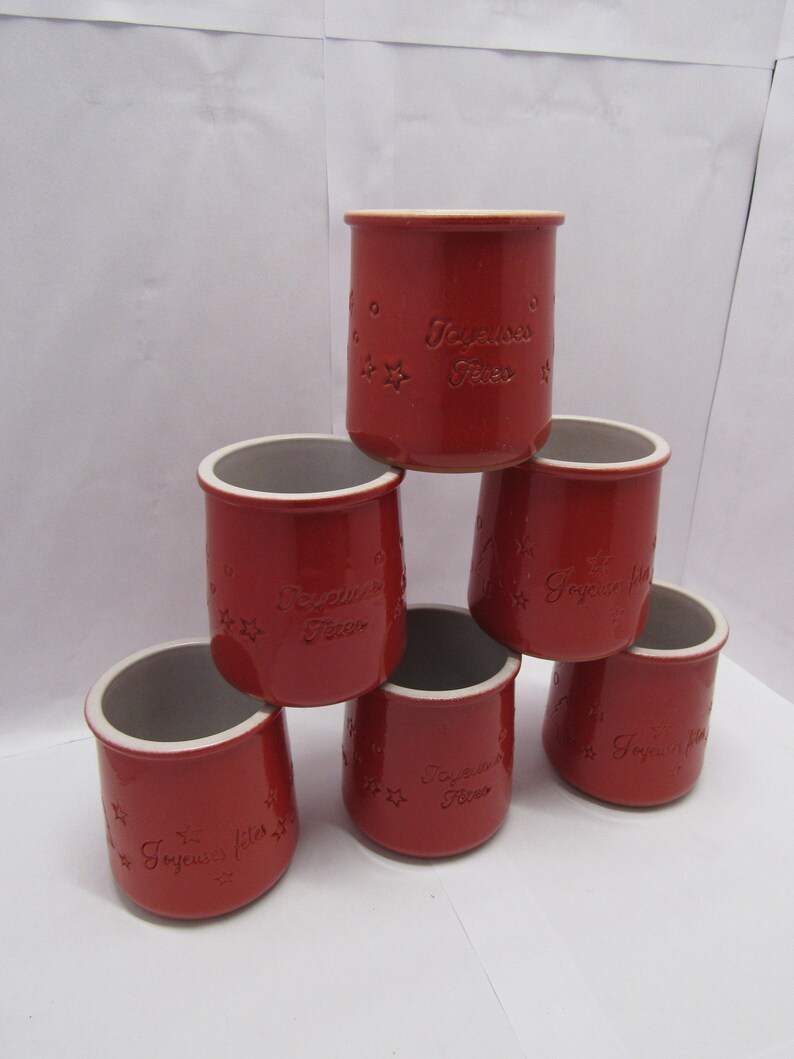6 La Fermière Red Glazed Terracotta Yogurt Pots Happy Holidays Etsy