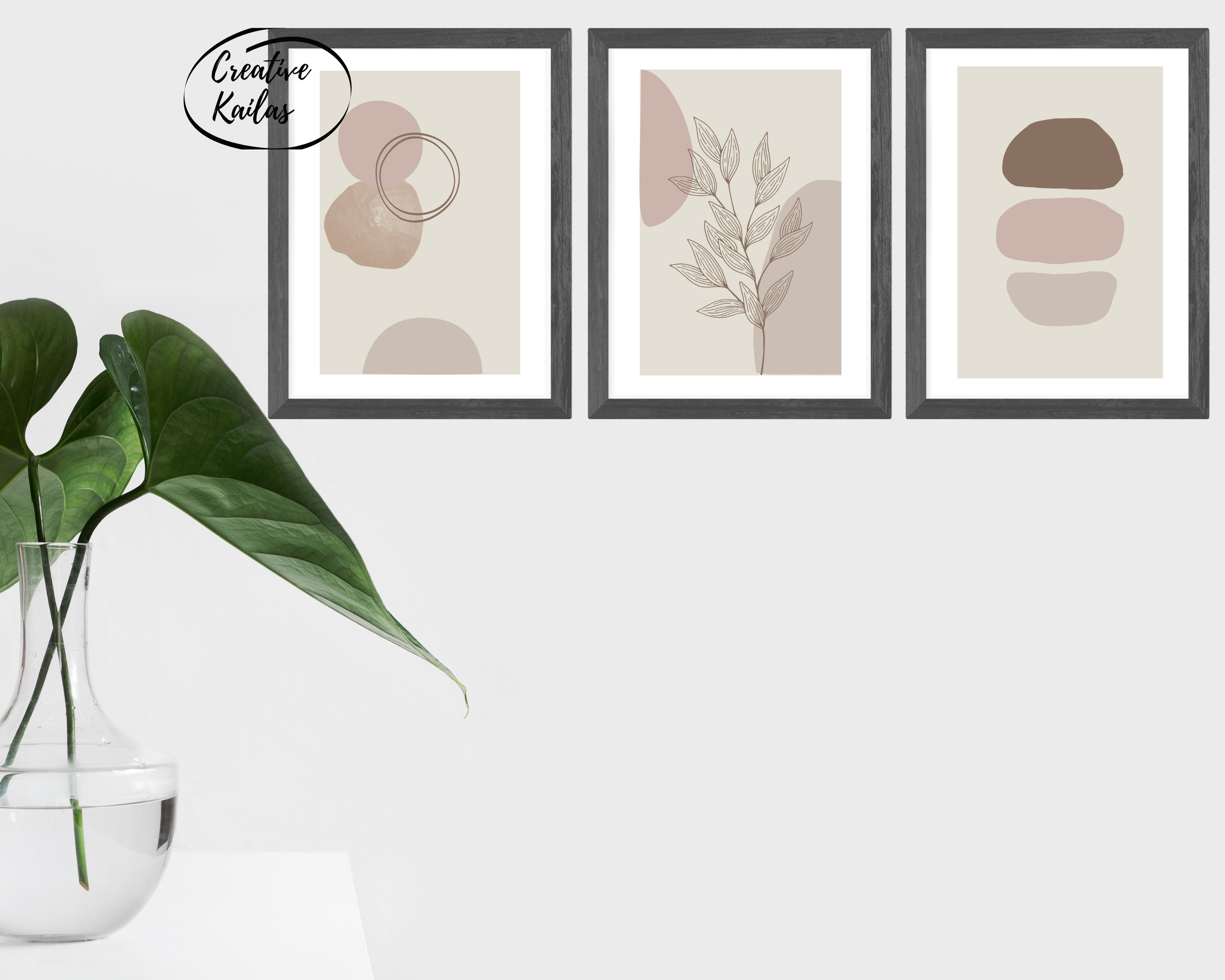 A4 Abstract Art Trio Wall Art Neutral Wall Art Interior Etsy UK