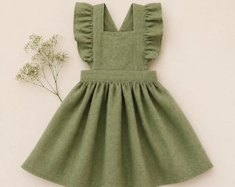 Baby Pinafore Dress PDF Sewing Pattern | Ruffle Toddler Dress with Frill Sleeves for Easy Sewing Projects