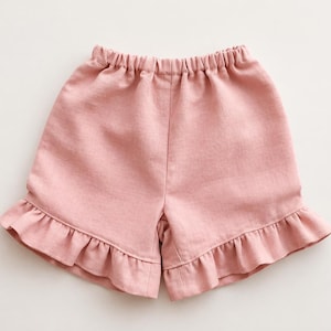 Cora Ruffle Hem Shorts PDF Sewing Pattern | Modest Length Girls Long Shorts | Baby & Toddler Shorts Pattern | Easy Beginner Sewing