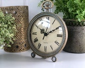 Small Antique French Vintage Style Gold Metal Mantel Clock Standing Table Top Freestanding Ladies Clock Bedside Clock Shabby Chic