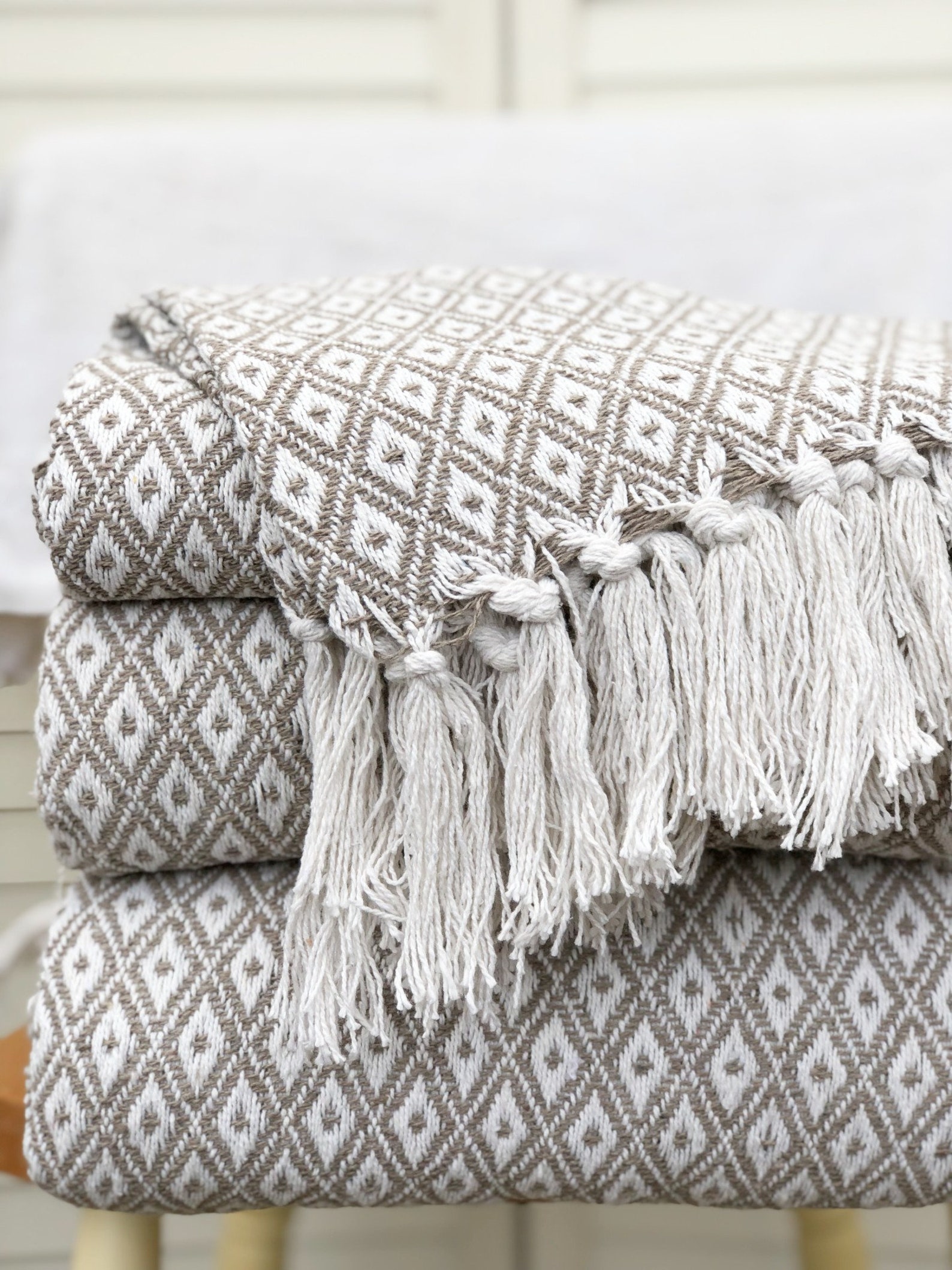 Large 100 Recycled Cotton Beige Throw Blanket Sofa Throw Sofa Etsy UK