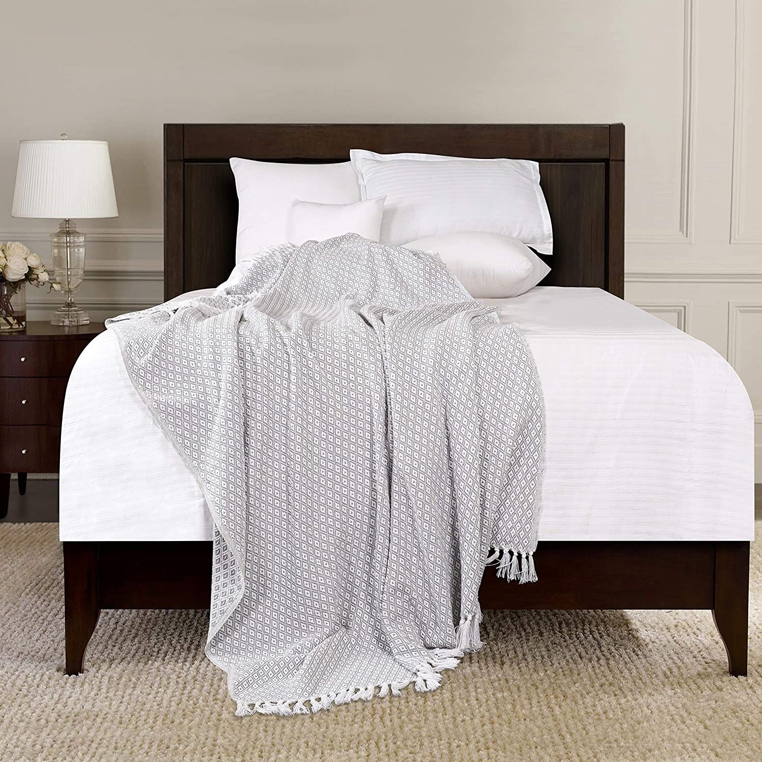 Silver Grey Large 100 Recycled Cotton Throw Blanket Bohemian Etsy