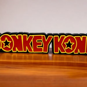Vintage-Inspired 3D Printed Donkey Kong Sign - Retro Gaming Wall Art - Nintendo Gamer Decorw