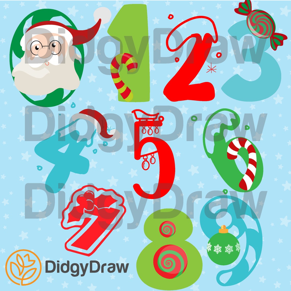 festive numbers christmas clip art holiday printable noel