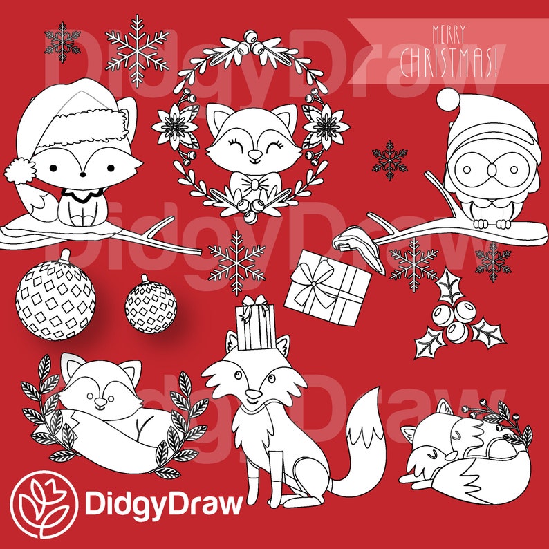 Noel Decor Christmas Clip Art Holiday Printable Digital Stamp Cute Christmas Clipart Christmas Diy Christmas Animals Clip Art Art Collectibles