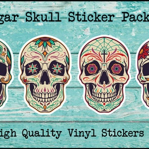 Sugar Skull Sticker pack, Dia de los Muertos Decal pack