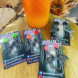 Skeleton Flamingo Hanging Earrings