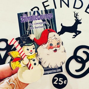 Vintage Santa and Snowman Earrings