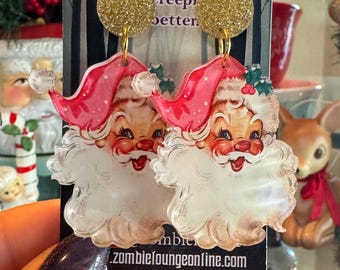 Vintage Weihnachtsmann Pastell Ohrringe