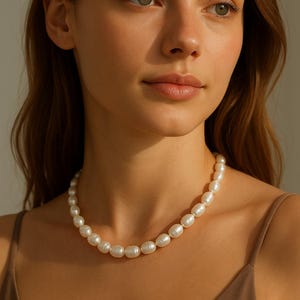 Handmade Natural Freshwater Baroque Pearl Necklace for Women, Unique Irregular Pearls, Elegant Bridal Jewelry or Birthday Gift Idea