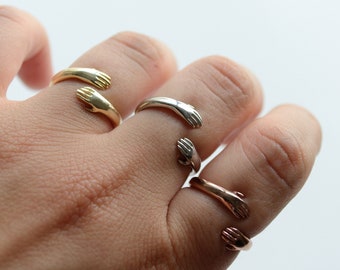 Händchen haltend Ring, Multi Farbe Hand Ring, Minimalist Zierliche Ring, 925 Sterling Silber Ring, Händchenhalten Schmuck, Geschenk für sie