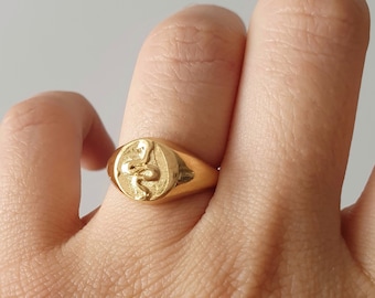 Snake Thick Adjustable Minimalist 18k Gold Plated Thumb Dainty Signet Animal Unisex Ring Jewelry, Gift for her, Best Friend Gift