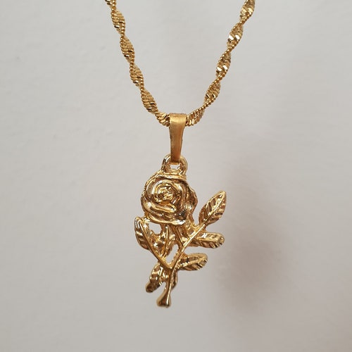 Lotus Necklace Rose Gold Lotus Flower Jewelry Minimalist Etsy