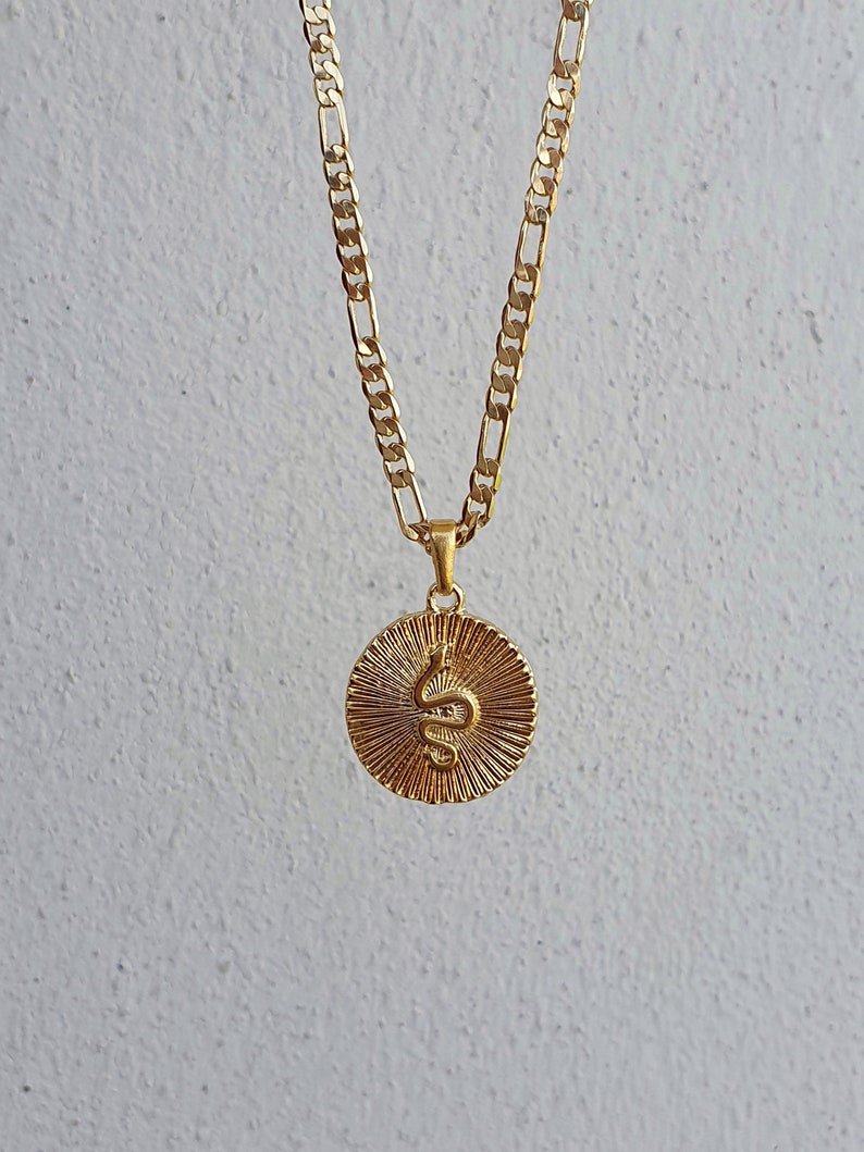 18k Gold Plated Snake Necklace Snake Necklace Snake Charm Etsy