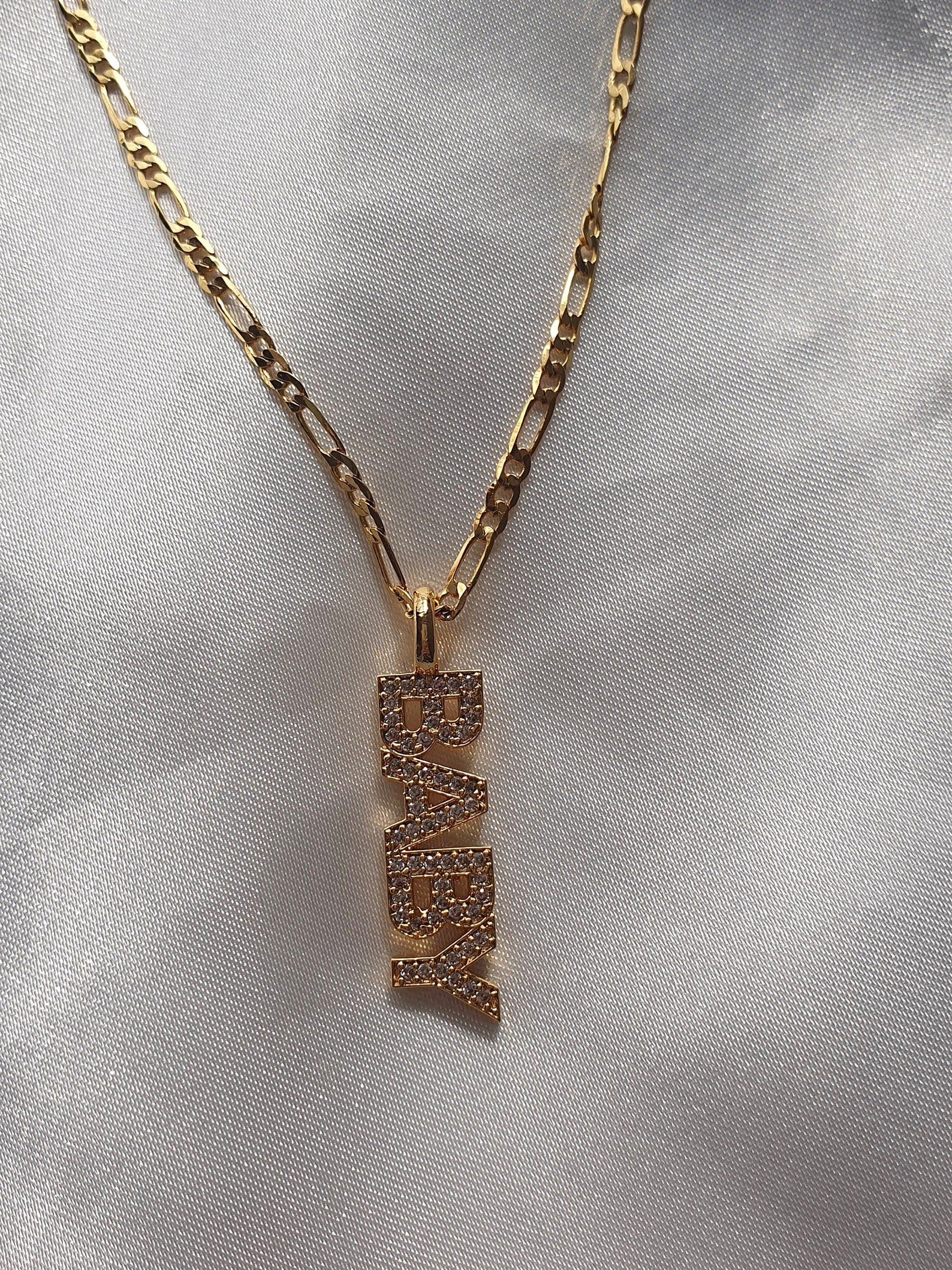 Baby Necklace Baby Charm Necklace Baby Word Necklace Etsy