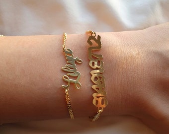 Personalized Custom Bracelet, Name or Number Bracelet, Gold Dainty Bracelet, Personalized Custom Jewelry, Curb Chain Bracelet, Custom Gift