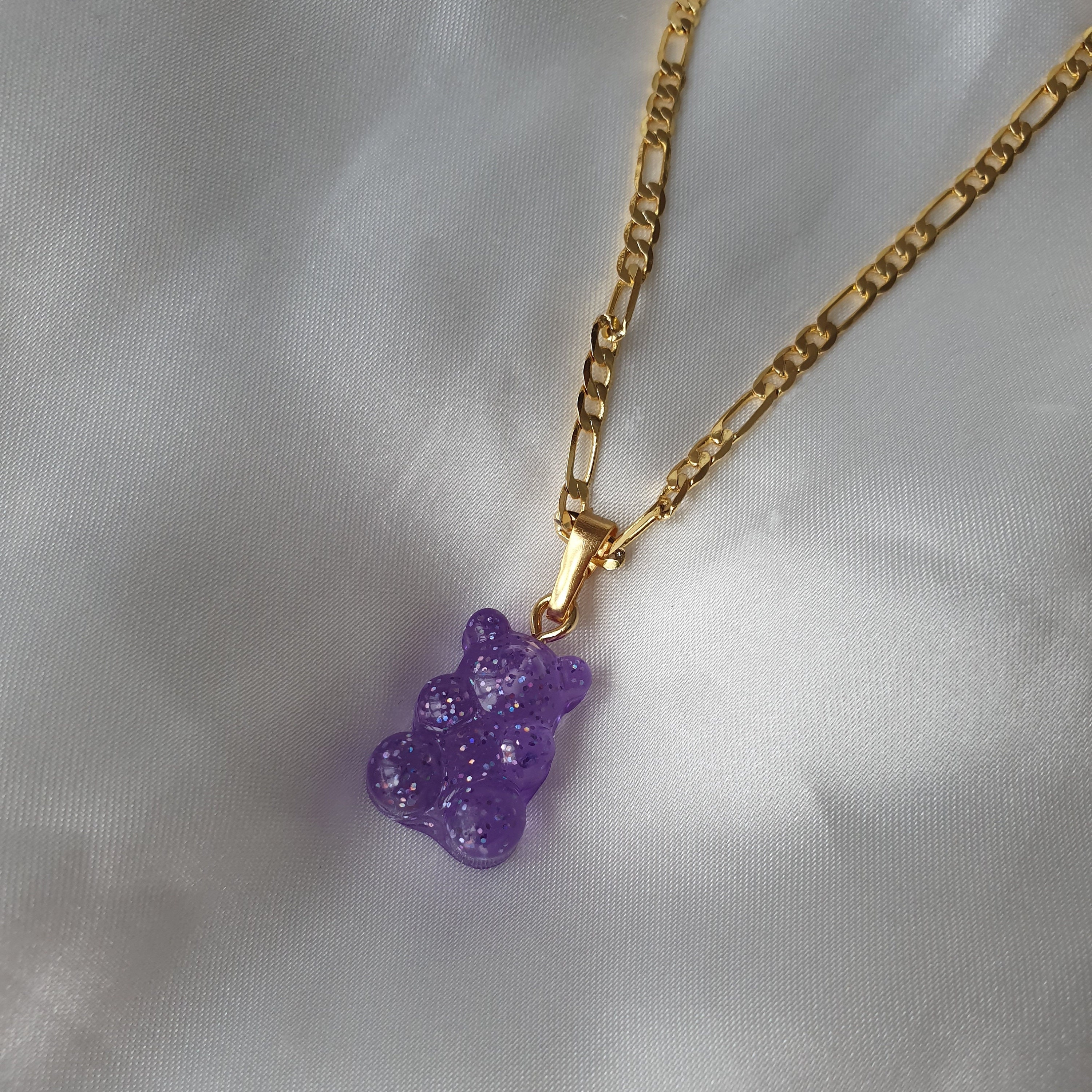 Gummy Bear Necklace Gold Necklace Shiny Gummies Teddy Etsy