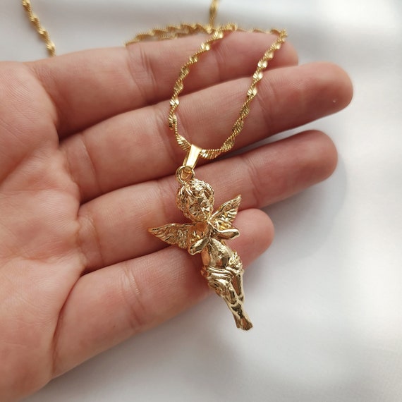 Angel Necklace , Baby Angel Necklace , Gold Necklace , Dainty