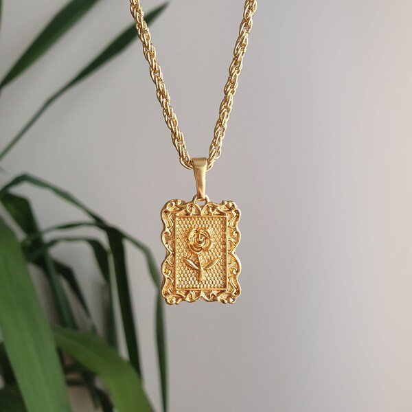 Gold Frame Necklace Etsy