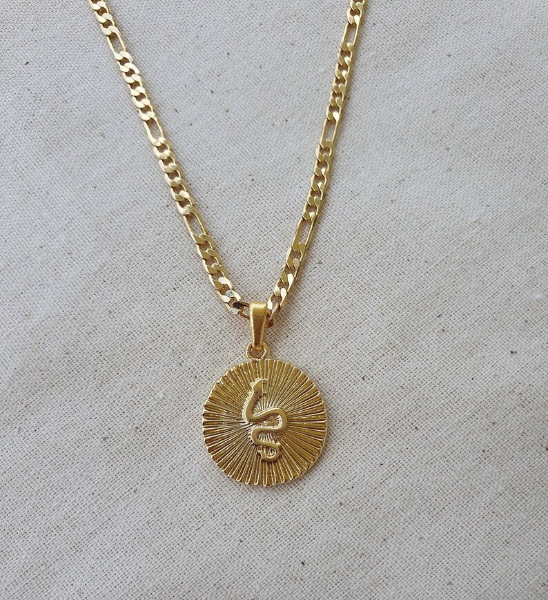 18k Gold Plated Snake Necklace Snake Necklace Snake Charm Etsy