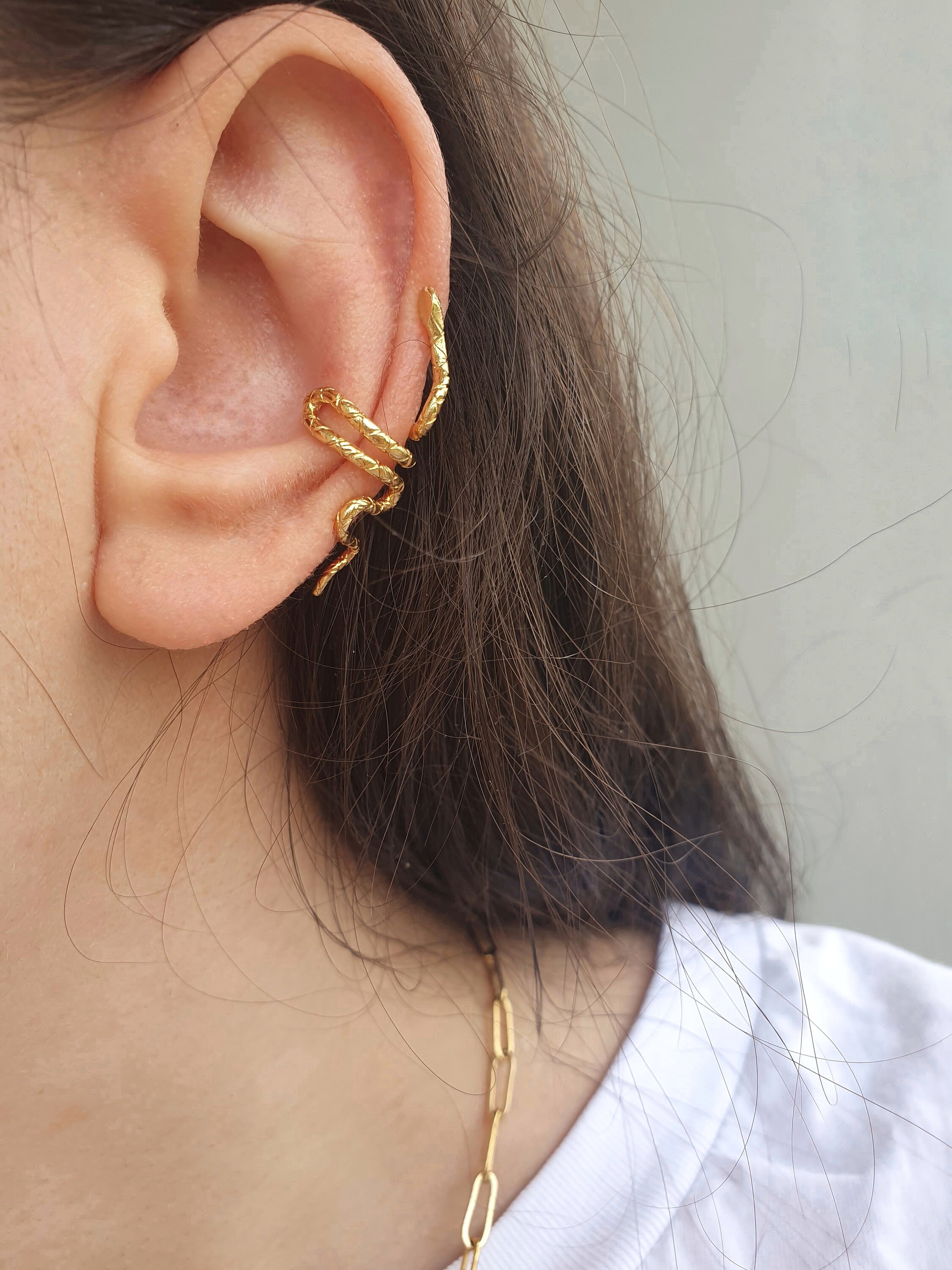 Snake Ear Cuff Ear Cuff No Piercing Snake Earrings 18k Etsy