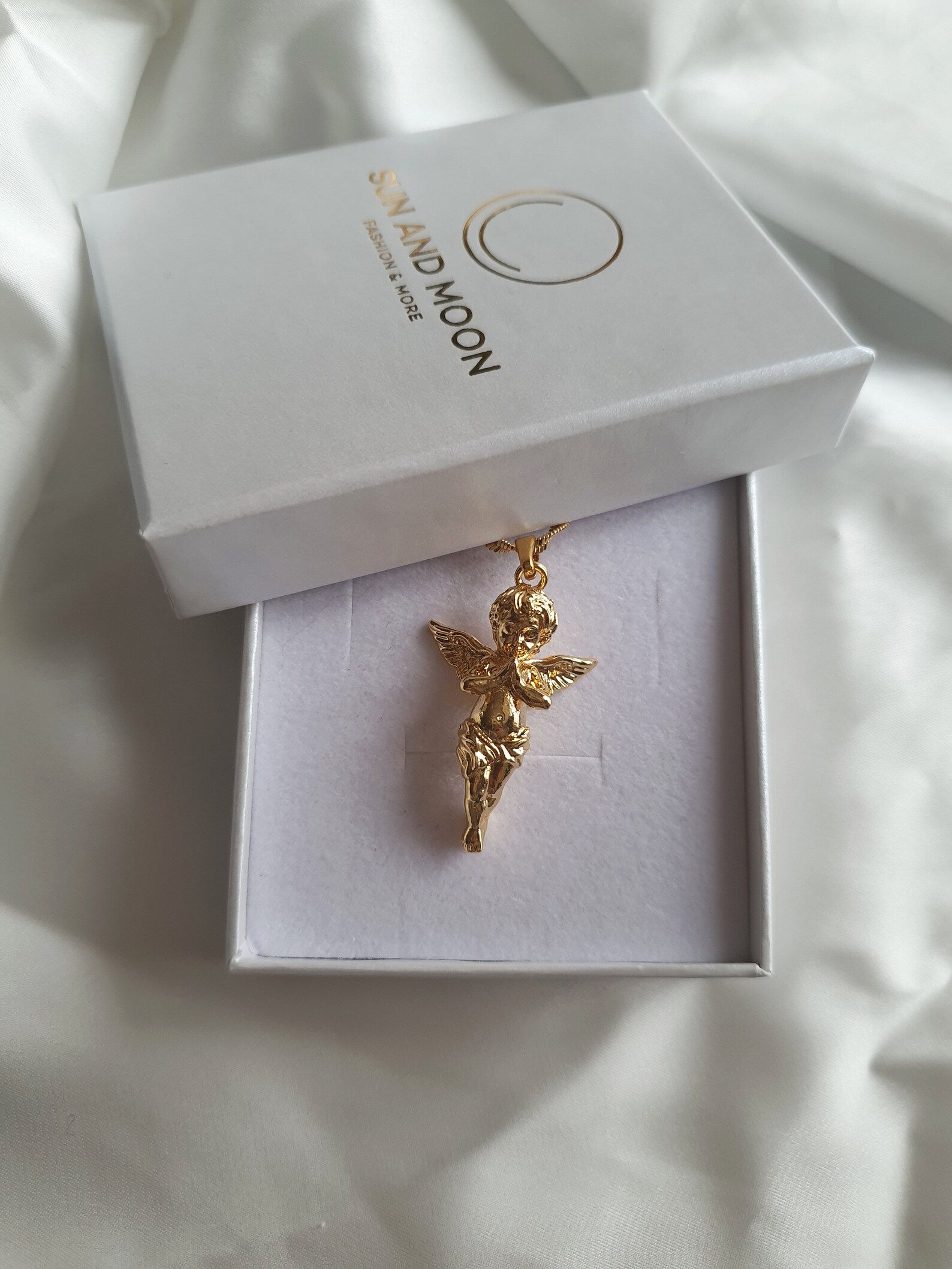 Angel Necklace Baby Angel Necklace Gold Necklace Dainty Etsy