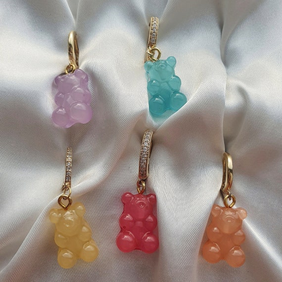 Gummy Bear Earrings Gold Earrings Hoop Earrings Teddy | Etsy